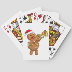 Happy Gingerbread Musician Playing Trumpet Xmas Cards