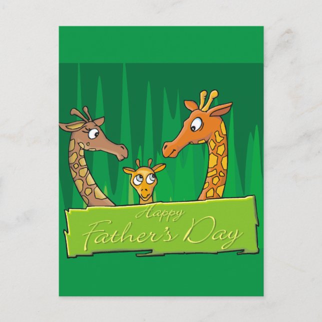 Happy Giraffe Family Father's Day Postcard (Front)