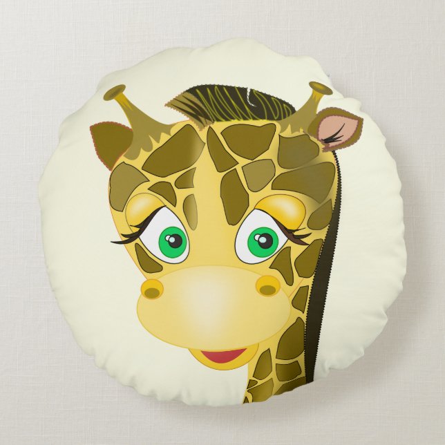 Happy Giraffe Round Pillow (Back)