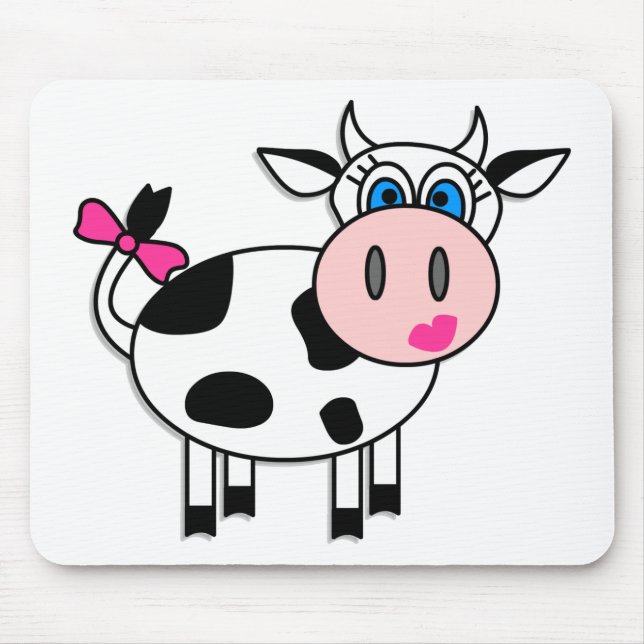 Happy Girl Cow Mouse Mat (Front)