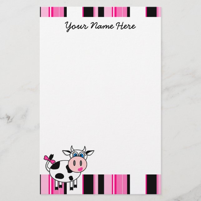 Happy Girl Cow Stationery (Front)