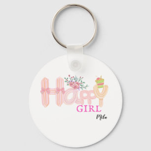  happy girl cream cake key ring