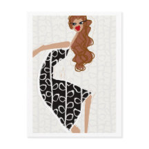 Happy Girl Dancing Black White Fashion Postcard