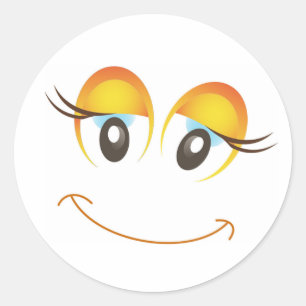 HAPPY GIRL FACE CLASSIC ROUND STICKER