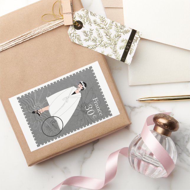 Happy Girl France Stamp Art Decorative Sticker (Gifting)