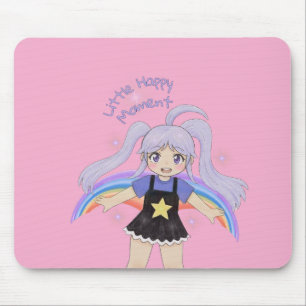 Happy Girl Hand Drawn Illustration – Little Happy Mouse Mat