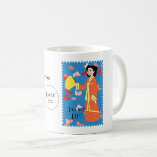 Happy Girl Japan Stamp Art Customizable Mug