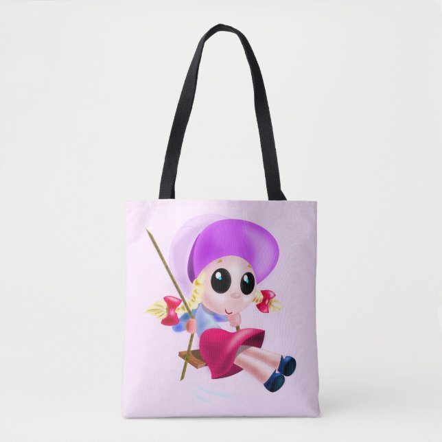 Happy Girl Swinging Tote Bag (Front)
