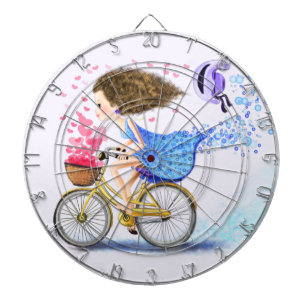 Happy Girl with Bike Dart Board