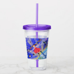 Happy Girl with Birds - Add Yoiur Picture / Text Acrylic Tumbler