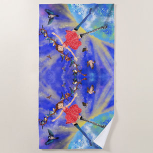 Happy Girl with Birds - Add Yoiur Picture / Text Beach Towel