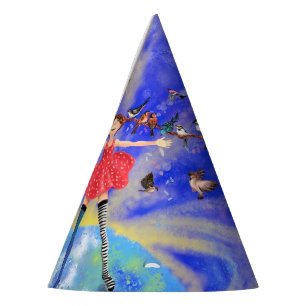 Happy Girl with Birds - Add Yoiur Picture / Text Party Hat