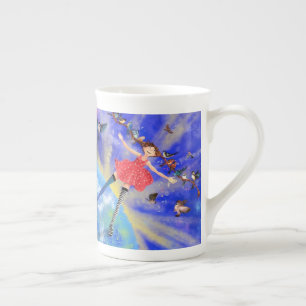 Happy Girl with Birds Bone China Mug
