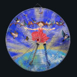 Happy Girl with Birds - Happines - Joy Dartboard<br><div class="desc">Happy Girl with Birds</div>