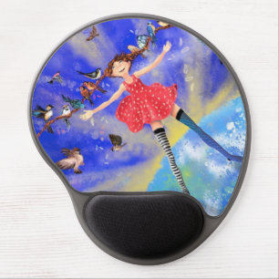 Happy Girl with Birds - Joy Gel Mouse Mat