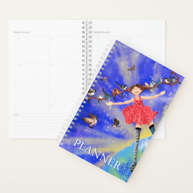 Happy Girl with Birds Planner (Display)