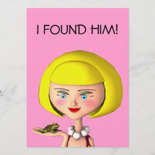 Happy Girl With Frog Prince Invitation