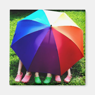 Happy Girls Under a Rainbow Magnet