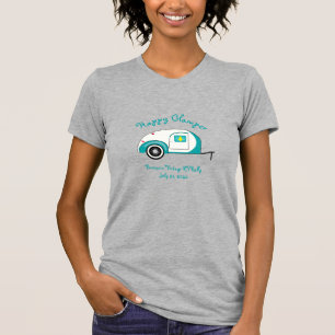 Happy Glamper Aquamarine Vintage Teardrop Trailer T-Shirt