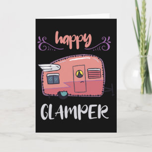 Happy Glamper Camping Lover Girl Camper Camp Vacat Card