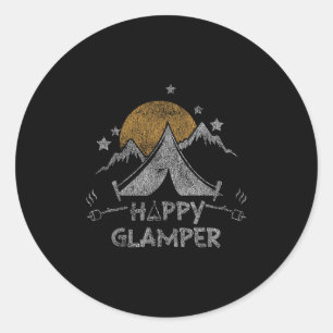 Happy Glamper Cute Glamping Camp Distressed Classic Round Sticker