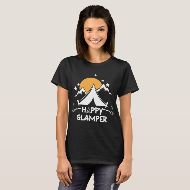 Happy Glamper Cute Glamping Camp T-Shirt (Front Full)