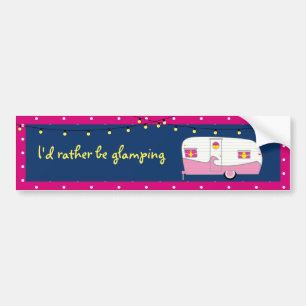 Happy Glamper Pink Vintage Canned Ham Trailer Bumper Sticker