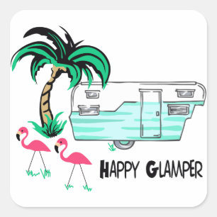 Happy Glamper Square Sticker