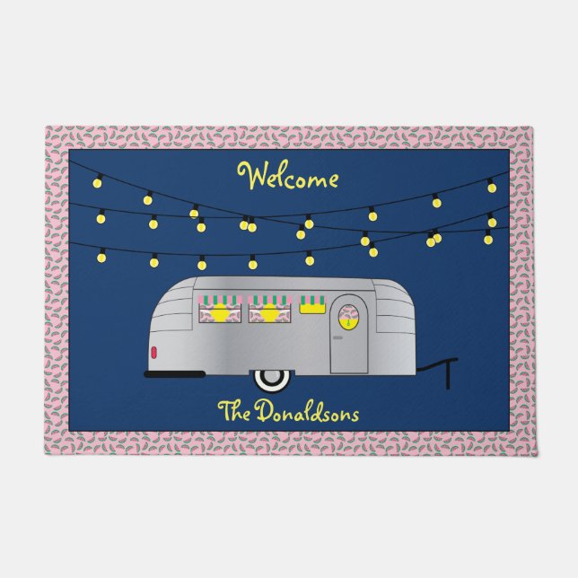 Happy Glamper Vintage Streamline Trailer Doormat (Front)