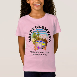 HAPPY GLAMPING Custom Name Family Camping Kids T-Shirt