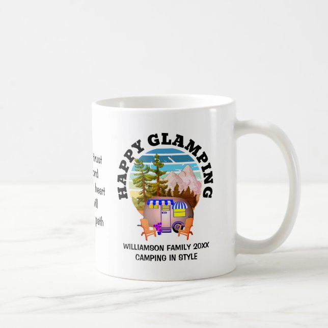 HAPPY GLAMPING Custom Name Family Camping Trip Coffee Mug (Right)