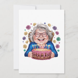 Happy Glasses Granny Bday Graphic Card