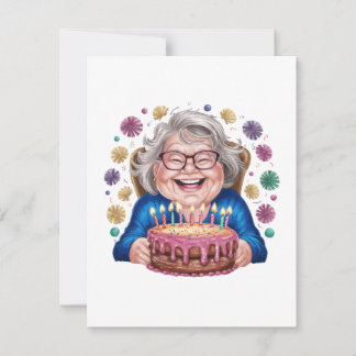 Happy Glasses Granny Bday Graphic Invitation