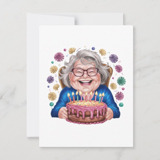 Happy Glasses Granny Bday Graphic Invitation (Front)