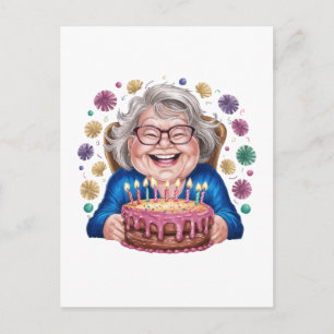 Happy Glasses Granny Bday Graphic Invitation Postcard