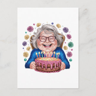 Happy Glasses Granny Bday Graphic Invitation Postcard