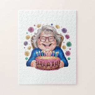 Happy Glasses Granny Bday Graphic Jigsaw Puzzle