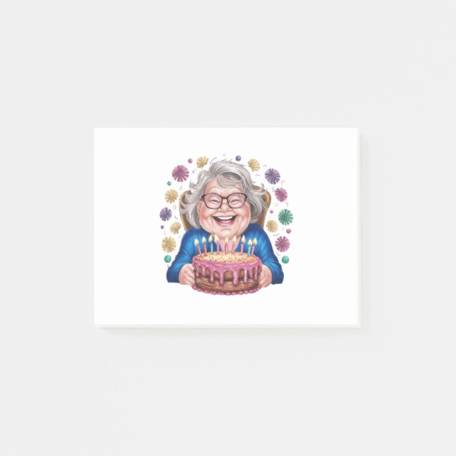Happy Glasses Granny Bday Graphic Post-it Notes (Front)