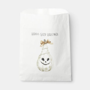 Happy Glitzy Halloween Gold Cream Pumpkin Face Favour Bags