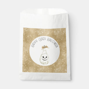 Happy Glitzy Halloween Gold Cream Pumpkin Face Favour Bags