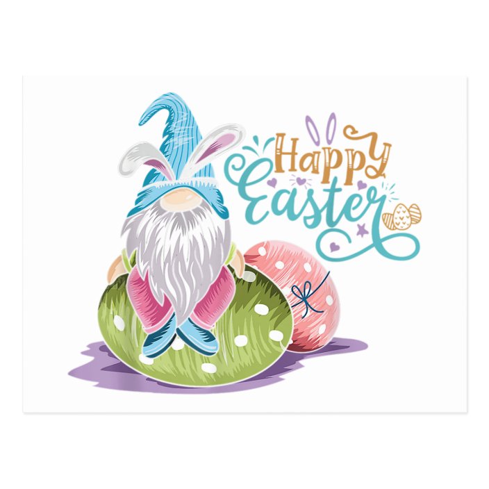 Happy Gnome Easter Postcard Zazzle.co.uk