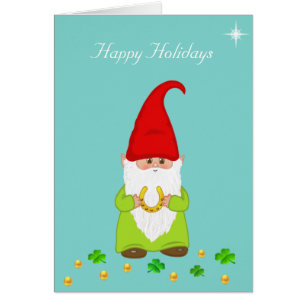 Happy Gnome, Horseshoe & Gold Confetti Holidays