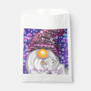 Happy Gnome In Purple Hat Sings A Christmas Song Favour Bags