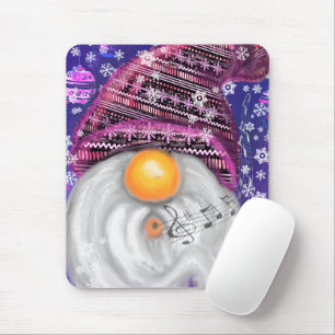 Happy Gnome In Purple Hat Sings A Christmas Song   Mouse Mat