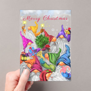 Happy Gnome Party Acrylic Christmas Card Invitations