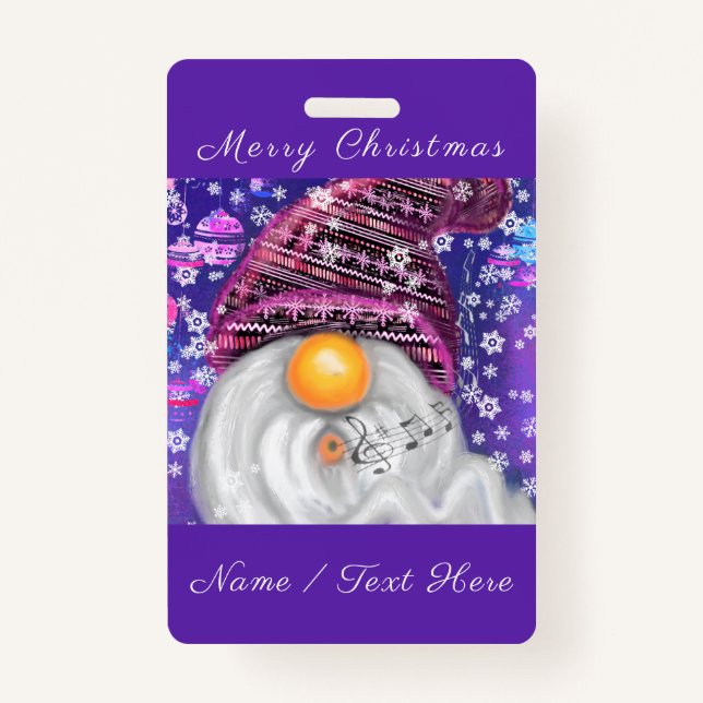 Happy Gnome Personalised Christmas Name Badge ID Badge (Front)