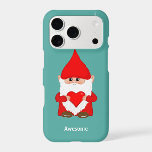 Happy gnome  with heart on teal Case-Mate iPhone c