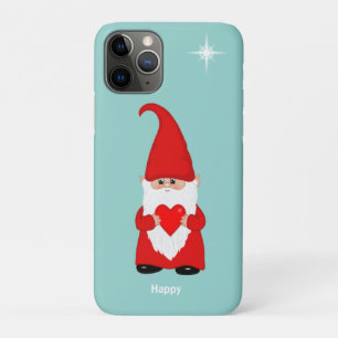 Happy gnome with heart on teal iPhone 11 pro case