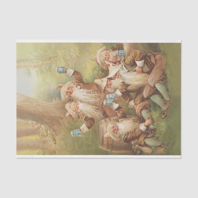 Happy Gnomes Antique advertisement for beer (1898) Tissue Paper (Front)