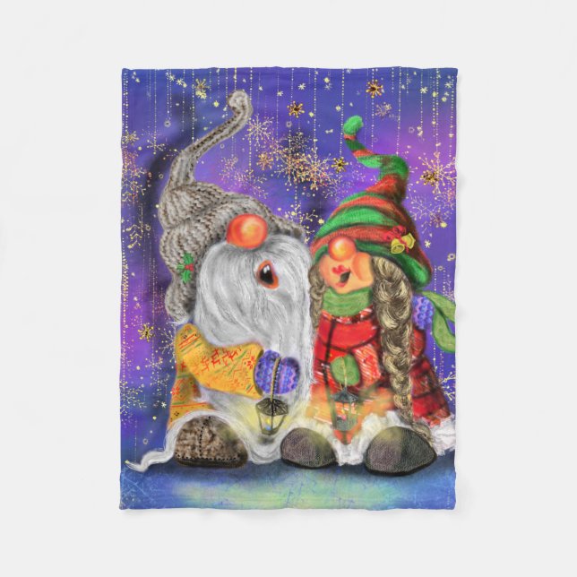 Happy Gnomes Christmas Baby Fleece Blanket (Front)
